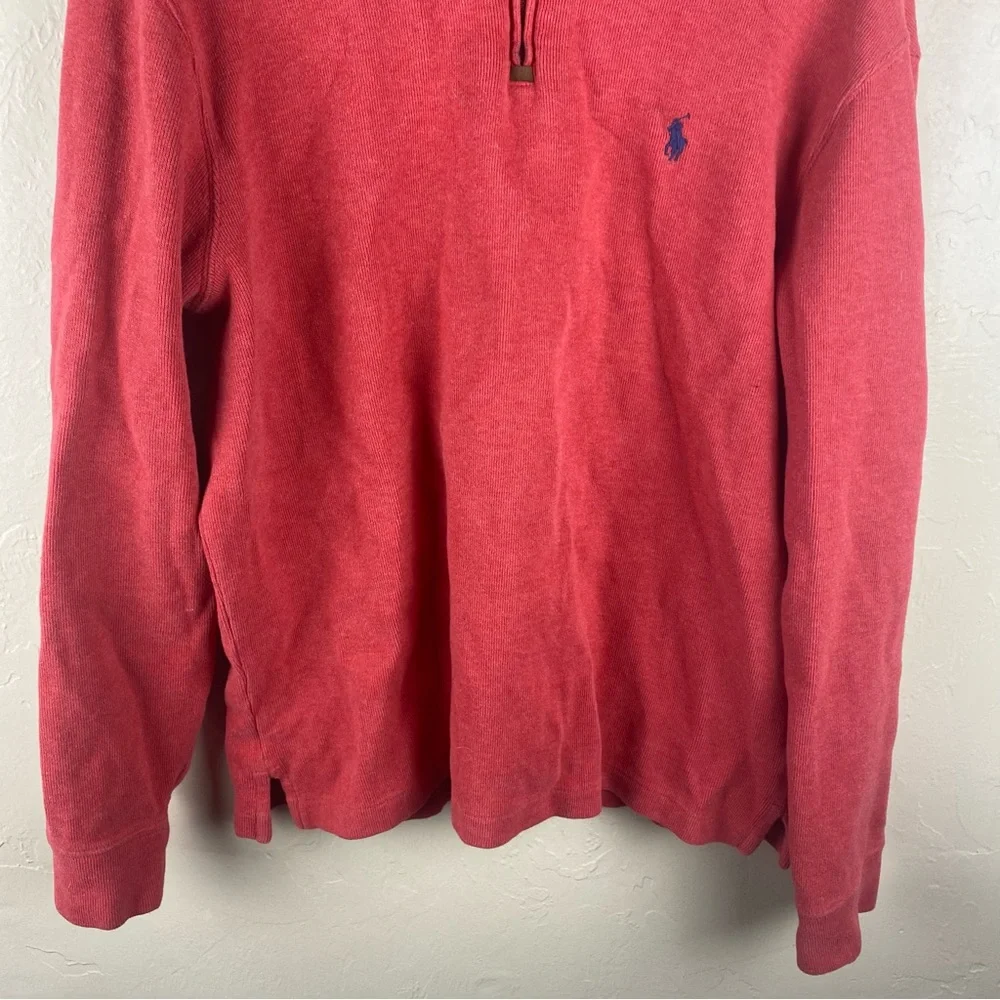 Polo Ralph Lauren Sweater Quarter Zip Pullover Sweater Large Red